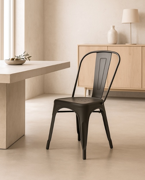 Oliix metal chair with a matte finish - Black