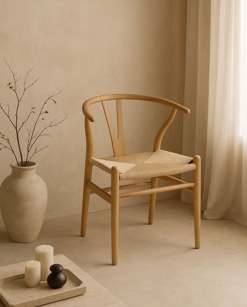 Stolk dining chair made of beech wood and rattan