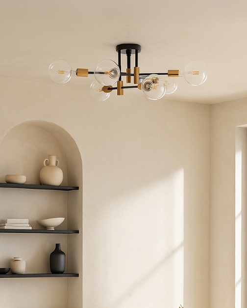 Nessa metal ceiling lamp with 6 spotlights