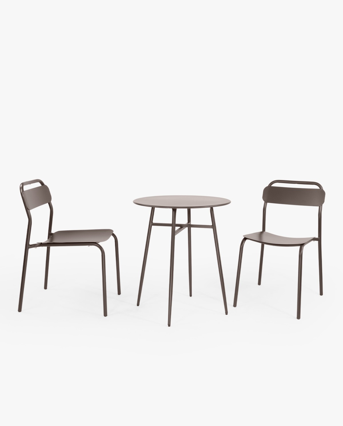 Set Jana de mesa y 2 Sillas de exterior en acero - Marrón