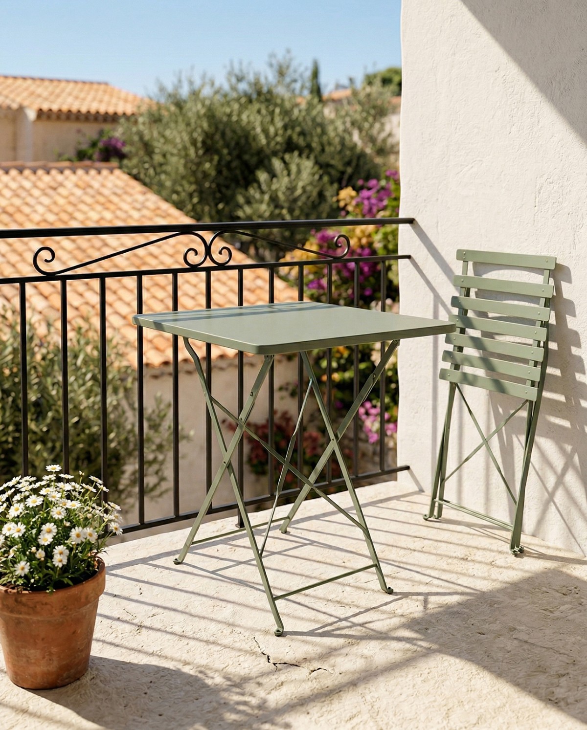 Aime folding steel outdoor table 60x60cm - Olive Green