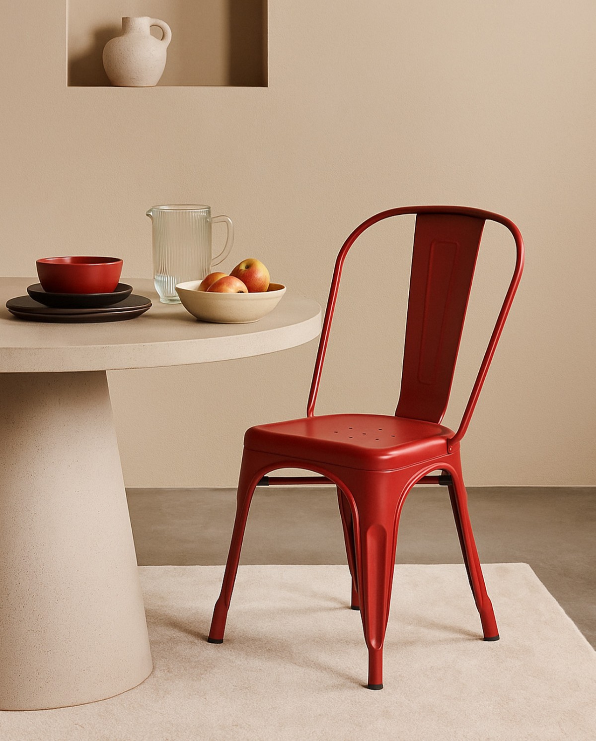 Oliver ダイニングチェア レッド Oliix metal chair with a matte finish - Red
