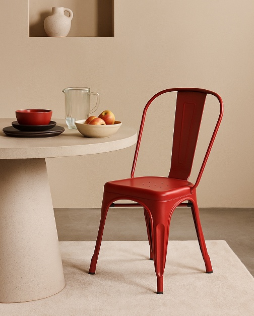 Oliix metal chair with a matte finish - Red
