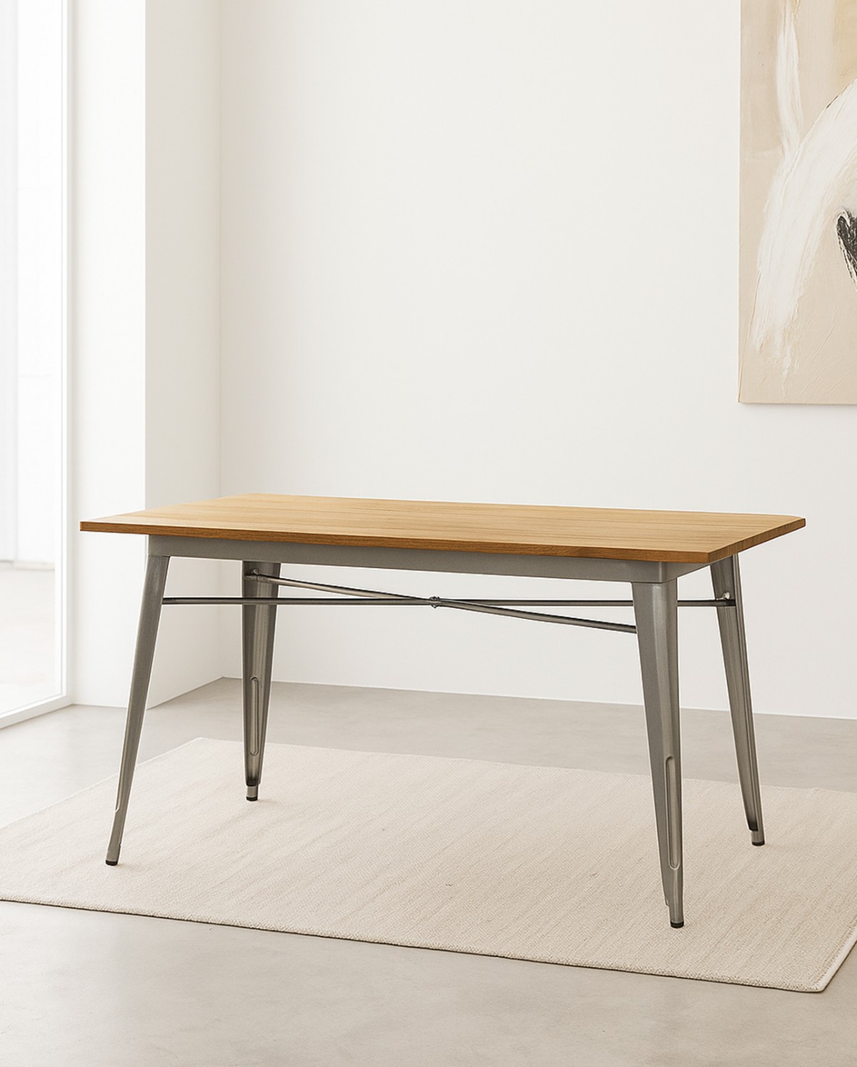 Oliix wooden table made of galvanized steel and elm wood, 120x60cm