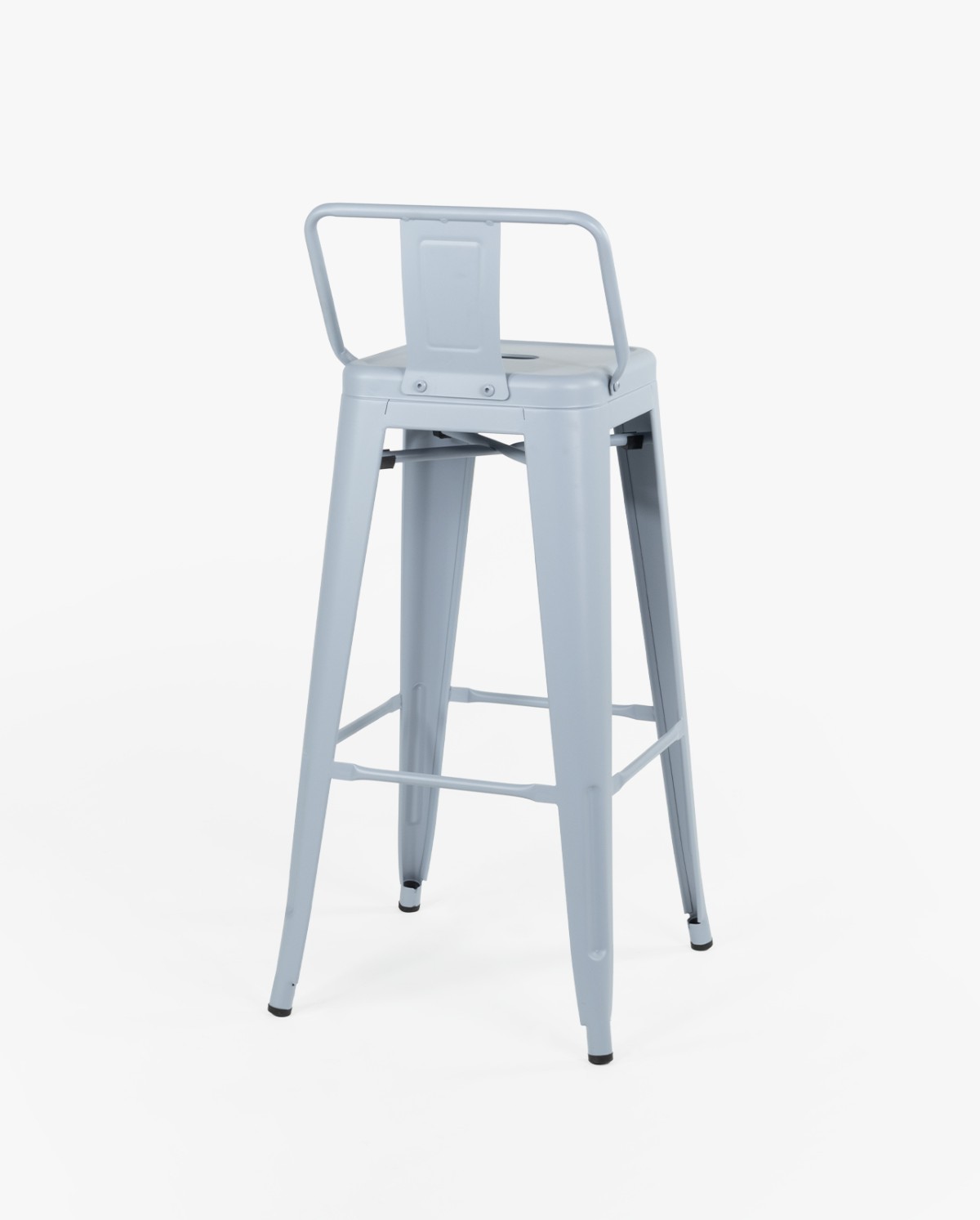 Oliix high stool with backrest in matte metal finish