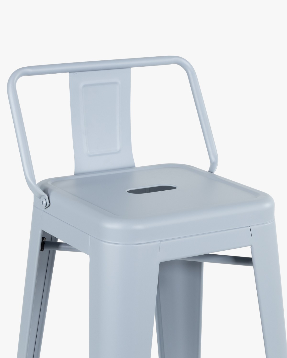 Oliix high stool with backrest in matte metal finish