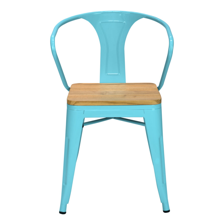 Silla comedor reposabrazos asiento madera azul img2