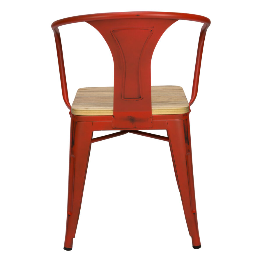 Silla comedor reposabrazos asiento madera rojo vintage img4
